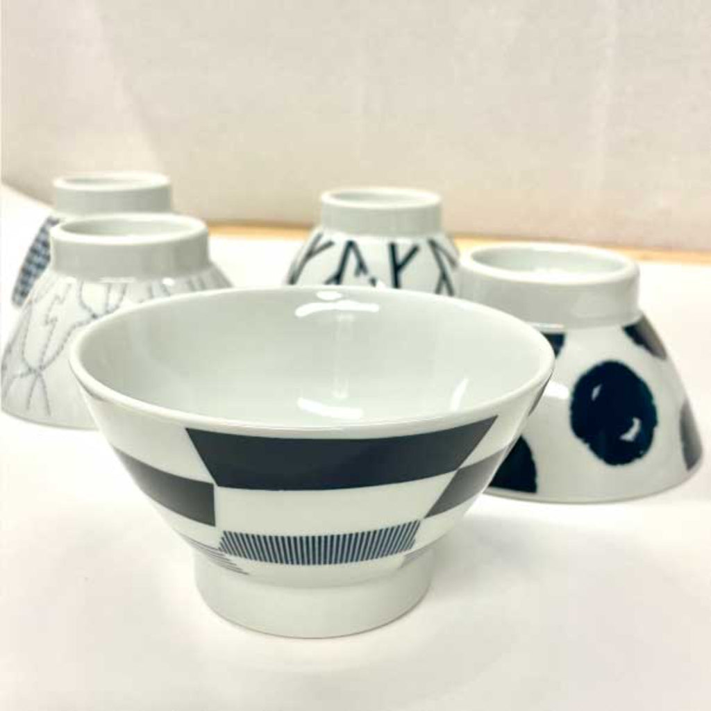 【NATURAL69】Rice bowls "HASAMI ware"  (Set of 7 with different patterns) -波佐見焼 お茶碗 7点セット-
